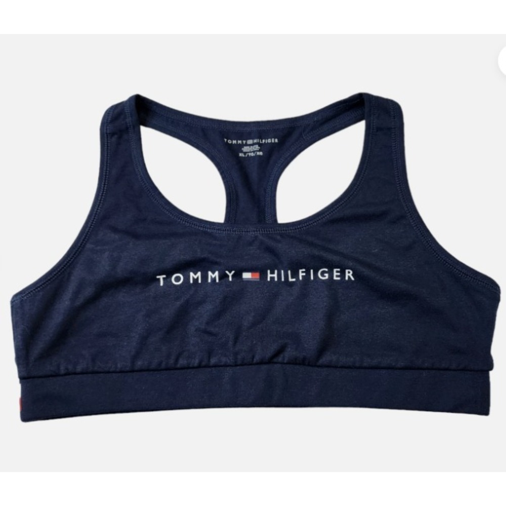 Tommy Hilfiger Sport Bralette Racerback Spellout Wireless Size XL NWT OEM